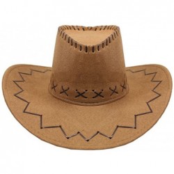 Cowboy Hats Mens Womens Cowboy Cowgirl Hat Whipstitched Felt Chin Strap - Light Brown - C718E8KHGWM $33.56