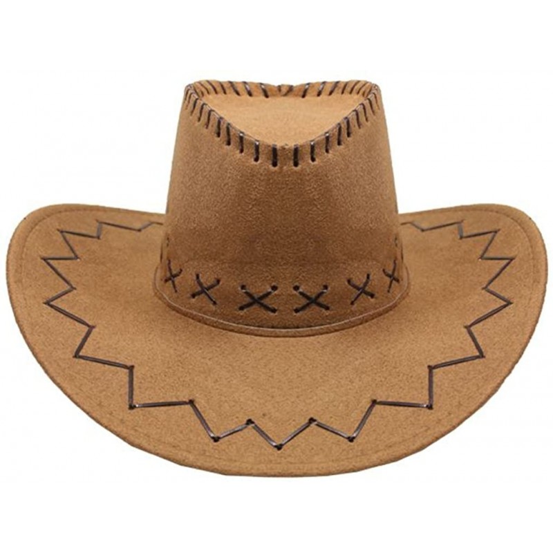 Cowboy Hats Mens Womens Cowboy Cowgirl Hat Whipstitched Felt Chin Strap - Light Brown - C718E8KHGWM $26.15