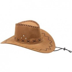 Cowboy Hats Mens Womens Cowboy Cowgirl Hat Whipstitched Felt Chin Strap - Light Brown - C718E8KHGWM $26.15