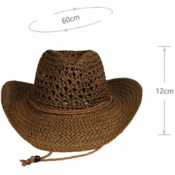 Sun Hats Men's Floppy Packable Straw Hat Beach Cap Newsboy Fedora Sun Hat- Big Brim- Adjustable Chin Strap - Brown-a - C818W9...