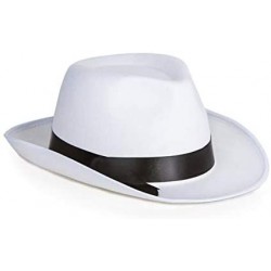 Fedoras White Felt Gangster Mobster Fedora Hat - CX11TVWSHC3 $17.96