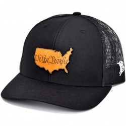 Baseball Caps 'The Constitution' Leather Patch Hat Curved Trucker - One Size Fits All - Black - C318ZMAMEMC $58.83