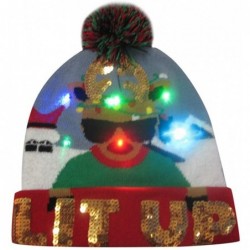 Bomber Hats LED Light-up Christmas Hat 6 Colorful Lights Beanie Cap Knitted Ugly Sweater Xmas Party - B - CJ18ZMQ7IO5 $30.04
