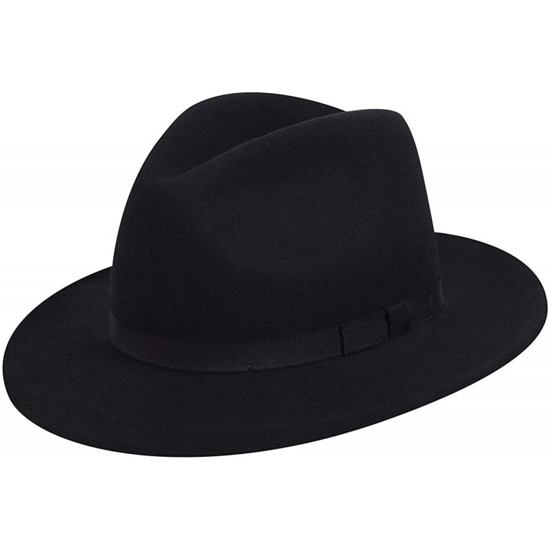 Fedoras Wilton Fedora Hat - Black - CU114ZCERWX $60.92