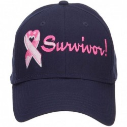 Baseball Caps Breast Cancer Survivor Embroidered Cotton Cap - Navy - CV126E5T9R1 $31.40