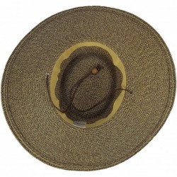 Sun Hats Straw Gambler Bolero Cowboy Hat- Wide Brim Sun Cap w Chin Strap- Gorras Planas Mujer - Brown Tweed - CF1967WHMSN $46.86