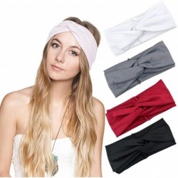 Headbands 4 Pack Turban Headbands for Women Hair Vintage Flower Printed Cross Elastic Head Wrap - CC18Q79T026 $25.93