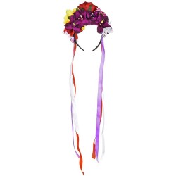 Headbands Day of The Dead Rose Veil Headpiece Flower Crown Festival Headband with Ribbon HC34 - B-red Yellow Ribbon - CO18LOR...