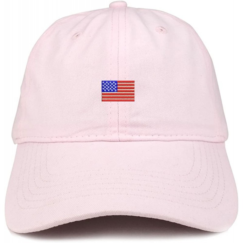 Baseball Caps US American Flag Small Embroidered Dad Hat Patriotic Cap - Light Pink - CG185HQOQE4 $26.13