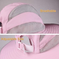 Sun Hats Sun Hats for Women Wide Brim Sun Protection Boonie Hat Cap with Ponytail Hole - Pink - CF18WKE0KYC $22.60