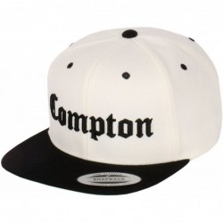 Baseball Caps Compton Embroidery Flat Bill Adjustable Yupoong Cap - Natural/Black - C6129AOFFDT $34.66