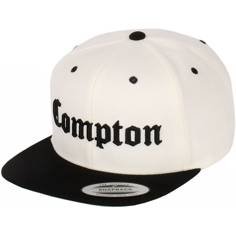 Baseball Caps Compton Embroidery Flat Bill Adjustable Yupoong Cap - Natural/Black - C6129AOFFDT $31.77