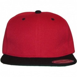 Baseball Caps New Plain Snapback Baseball Caps Flatbill Two Tone Red/Black Bill - CN11CG8P0UV $18.43