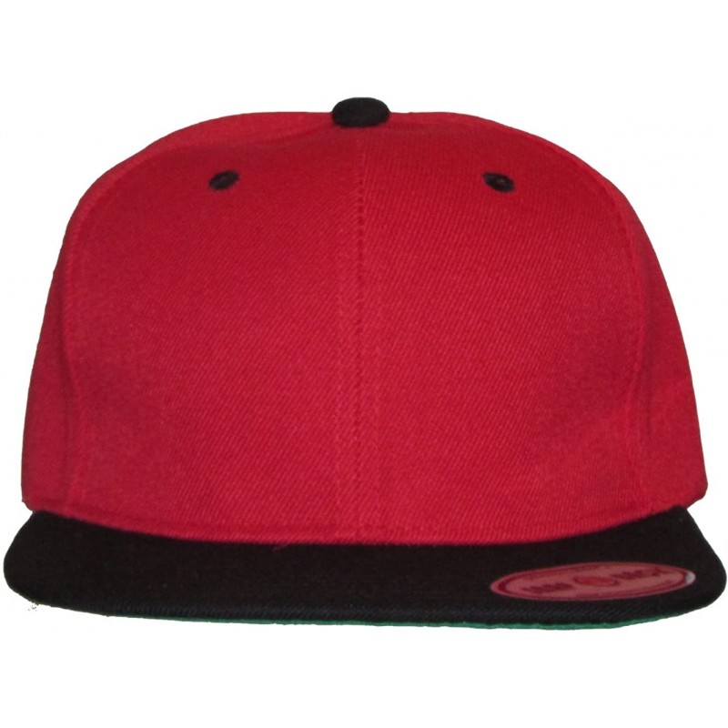 Baseball Caps New Plain Snapback Baseball Caps Flatbill Two Tone Red/Black Bill - CN11CG8P0UV $14.07