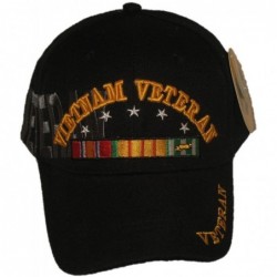 Skullies & Beanies Black Vietnam War Veteran 5 Star Ribbon Veterans Shadow Ball Cap Hat (licensed) - CR12NEVMC9E $24.22