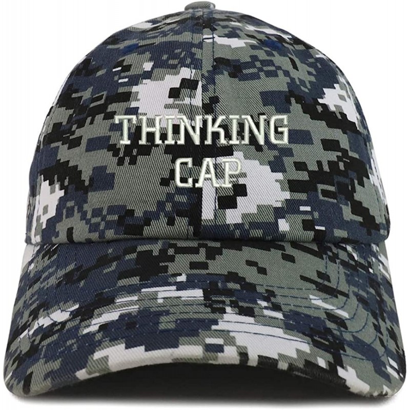 Baseball Caps Thinking Cap Embroidered Dad Hat Adjustable Cotton Baseball Cap - Navy Digital Camo - CR18TWGECDU $25.29