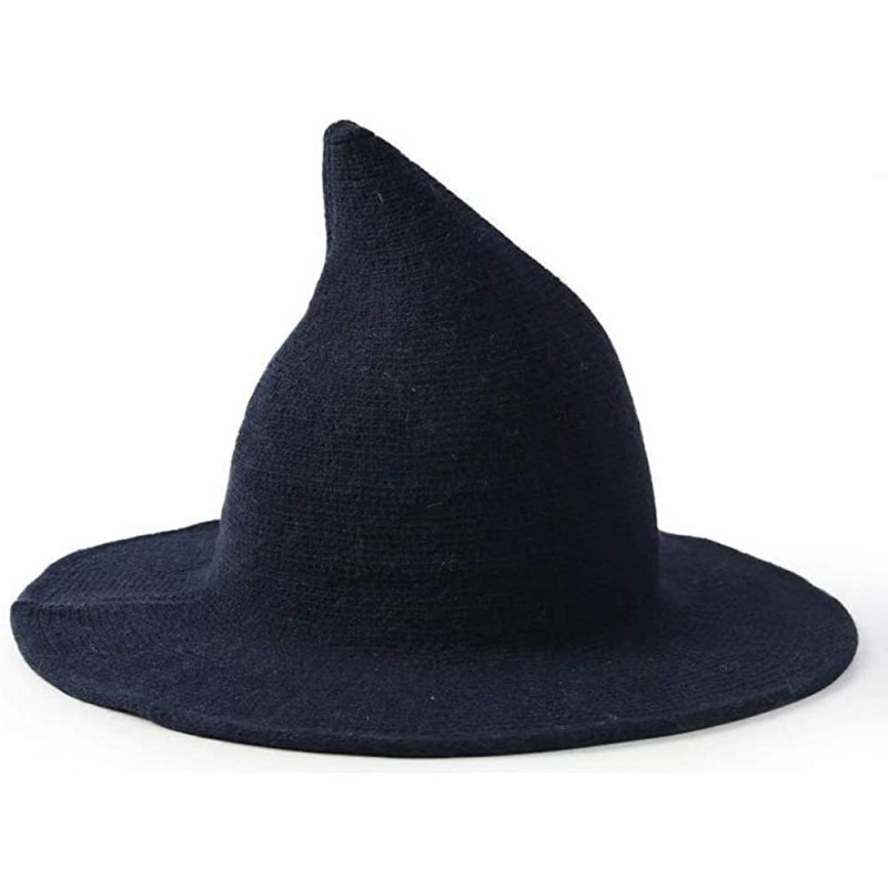 Skullies & Beanies Knitted Wool Hat- Witch Hat for Christmas Cosplay Make up and Daily - Blue - CA18YGGDQMS $22.01