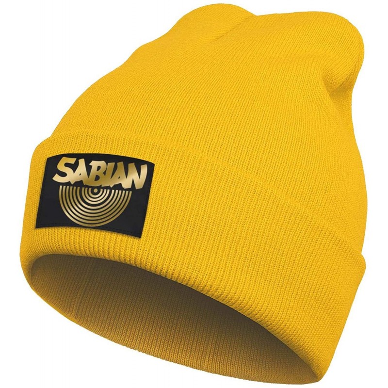 Skullies & Beanies Designer Unisex Sabian-Logo-Yellow- Knit Cap Snowboarding Soft Winter Warm Beanie Hat - Sabian Logo Yellow...