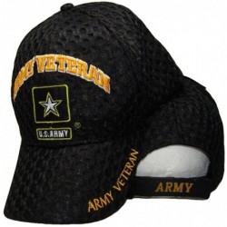 Skullies & Beanies Army Veteran Star Emblem Black Mesh Textured Embroidered Baseball Cap Hat - C2187US8K99 $22.77