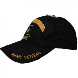 Skullies & Beanies Army Veteran Star Emblem Black Mesh Textured Embroidered Baseball Cap Hat - C2187US8K99 $13.24