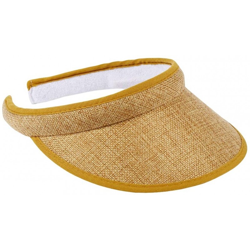 Sun Hats Women Hats Summer Sun UV Protection Visor Wide Brim Clip on Beach Pool Golf Cap for Girls - Khaki - CG18SDXZ4QW $14.51