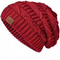 Skullies & Beanies Knit Beanie Hat for Women Oversize Chunky Winter Slouchy Beanie Hats Ski Cap - Red - CI18ADSEWSN $18.33