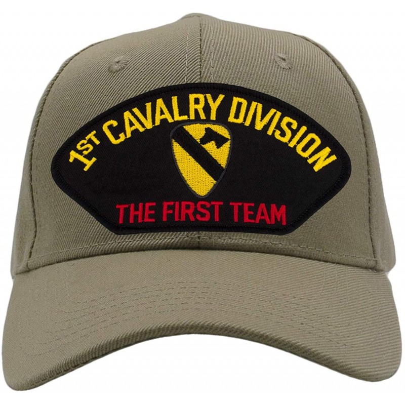 Baseball Caps 1st Cavalry Division Hat - The First Team/Ballcap Adjustable One Size Fits Most - Tan/Khaki - CU18QXI0X0E $32.97
