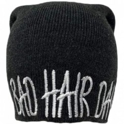 Skullies & Beanies Long Beanie with Bad Hair Day Embroidery - Black - CL18M7SGX52 $21.32