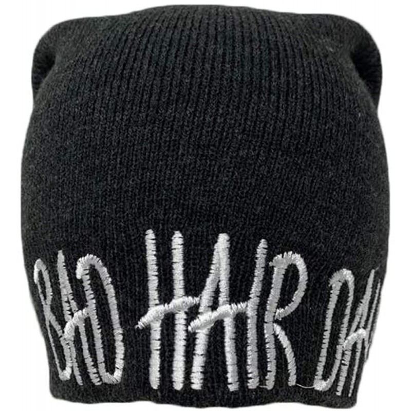 Skullies & Beanies Long Beanie with Bad Hair Day Embroidery - Black - CL18M7SGX52 $22.71