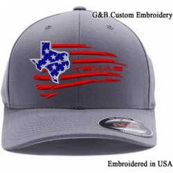 Baseball Caps USA State MAP with Flag Hats. Embroidered. 6277 Flexfit Wooly Combed Baseball Cap - Grey - C518DKA34ES $45.99