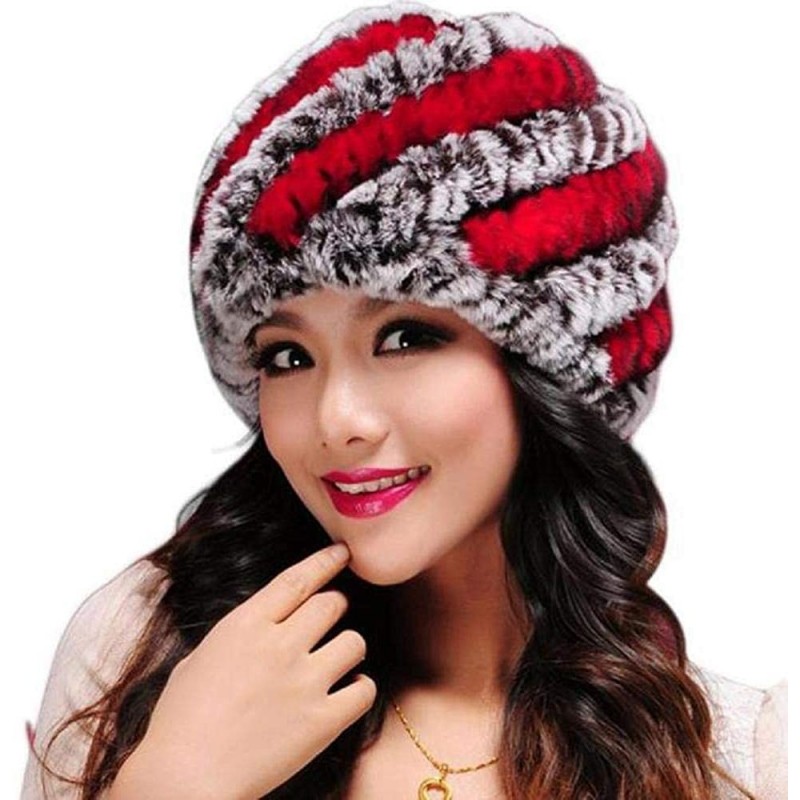 Skullies & Beanies Hats for Women Winter Adorable Oversized Soft Faux Fur Warm Hats Thick Caps - Red - C418L45W28T $16.13