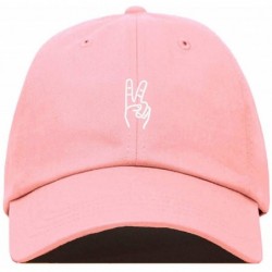 Baseball Caps Peace Sign Baseball Cap Embroidered Cotton Adjustable Dad Hat - Light Pink - C918QYNMRZC $32.10