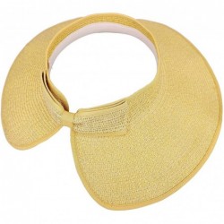 Sun Hats Womens UV Protective Floppy Sun Hat Wide Brim Beach Packable Straw Visor - Beige - CU1803UE9ZQ $28.33