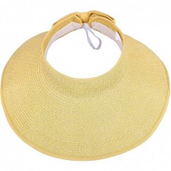 Sun Hats Womens UV Protective Floppy Sun Hat Wide Brim Beach Packable Straw Visor - Beige - CU1803UE9ZQ $21.71