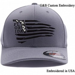 Baseball Caps USA State MAP with Flag Hats. Embroidered. 6277 Flexfit Wooly Combed Baseball Cap - Grey - C518DKA34ES $45.99
