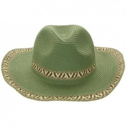 Cowboy Hats Women's Cowboy Straw Hat with Wired Edge Black - Olive - C411N6WRQCV $33.29