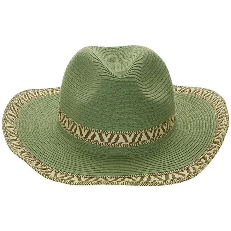 Cowboy Hats Women's Cowboy Straw Hat with Wired Edge Black - Olive - C411N6WRQCV $21.54
