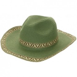 Cowboy Hats Women's Cowboy Straw Hat with Wired Edge Black - Olive - C411N6WRQCV $21.54