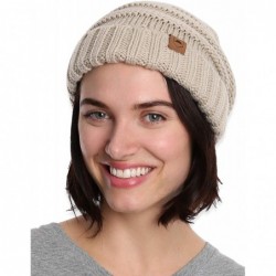 Skullies & Beanies Slouchy Cable Knit Beanie for Women - Warm & Cute Winter Hats for Cold Weather - Beige - CV184AKRT5X $11.61