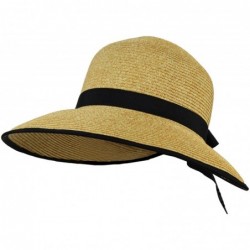 Sun Hats UPF 50+ Summer Ponytail Cloche Straw Sun Hat - Adjustable Beach & Garden Cap - Natural - CY180RWN50E $28.12