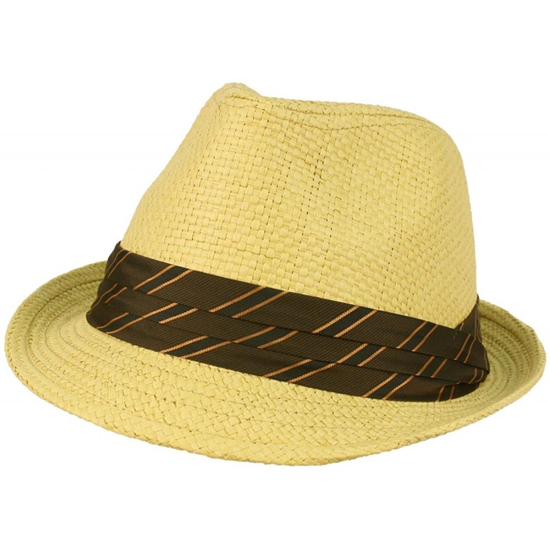 Fedoras Men's Light Cool Summer Spring Fedora Trilby Pleat Band Hat Natural - CR118L4FERN $14.65