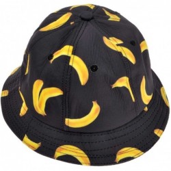 Bucket Hats Unisex Cute Print Bucket Hat Summer Fisherman Cap - Banana - Black - CK11PWP92LN $24.29