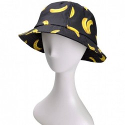Bucket Hats Unisex Cute Print Bucket Hat Summer Fisherman Cap - Banana - Black - CK11PWP92LN $24.29