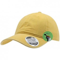 Baseball Caps Vintage Washed Dyed Cotton Twill Low Profile Adjustable Baseball Cap - Yellow - C412EFFZMAJ $24.59