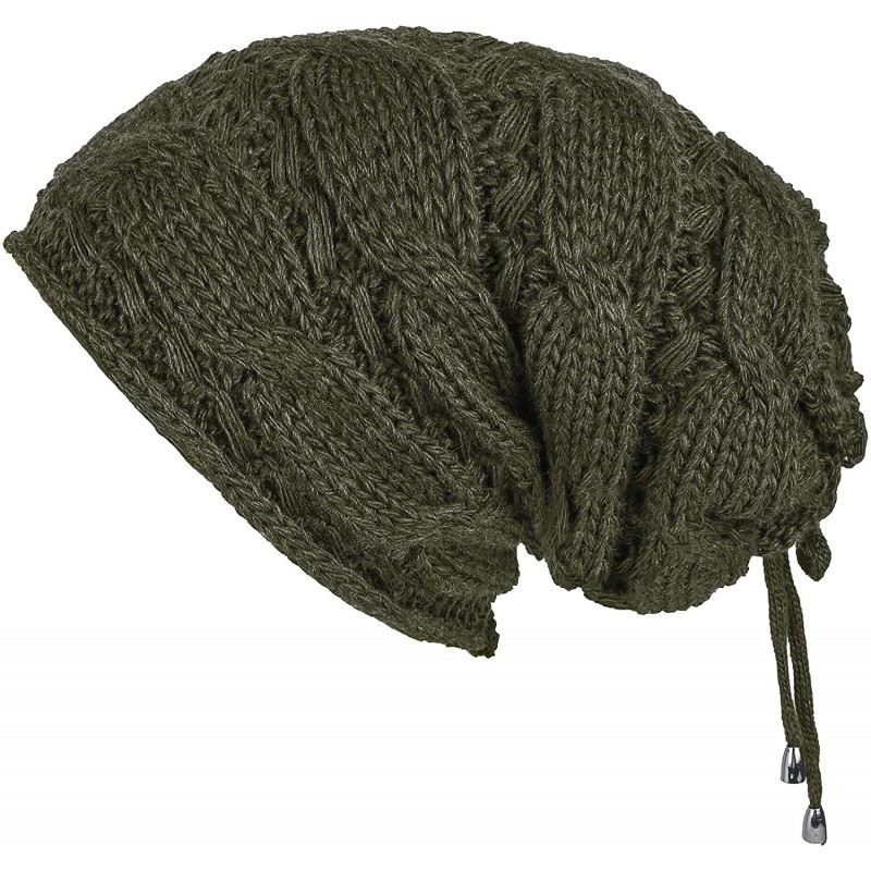 Skullies & Beanies Cable Knit Slouchy Chunky Oversized Soft Warm Winter Beanie Hat - Dark Olive - CP186Y4ULDI $13.29