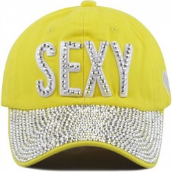 Baseball Caps Premium Quality Bling Bling Shiny `Sexy` Cotton Baseball Cap - Yellow - CP12G4UL5OV $25.50