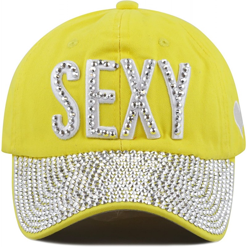 Baseball Caps Premium Quality Bling Bling Shiny `Sexy` Cotton Baseball Cap - Yellow - CP12G4UL5OV $17.00