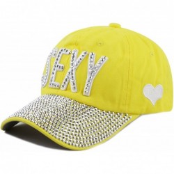 Baseball Caps Premium Quality Bling Bling Shiny `Sexy` Cotton Baseball Cap - Yellow - CP12G4UL5OV $17.00