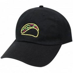 Baseball Caps Taco Emoji Cotton Baseball Cap Dad Hats - Neon Sign Black - CL185DQEKO0 $24.46