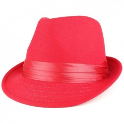 Fedoras Men's Wool Felt Fedora Hat with Satin Hat Band - Red - C9185QEDK2O $49.16